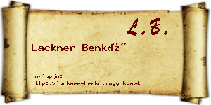 Lackner Benkő névjegykártya